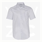 M7200S - Men's Ticking Stripe -Short Sleeve Shirt - White Blue