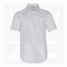 M7200S - Men's Ticking Stripe -Short Sleeve Shirt - White Blue