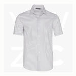 M7200S - Men's Ticking Stripe -Short Sleeve Shirt - White Grey