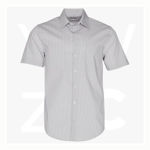 M7200S - Men's Ticking Stripe -Short Sleeve Shirt - Grey White 