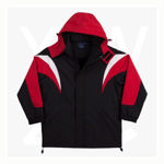 JK28-BathurstTri-colour JacketWithHood-Unisex-BlackWhiteRed-Front