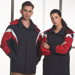 JK28-BathurstTri-colourJacketWithHood-Unisex-BlackWhiteRed-Model