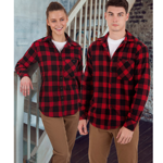 WT11-Unisex-Classic-Flannel-Plaid-LS-Shirt-BlackWine-Model