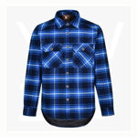 WT07-Unisex-Quilted-Flannel-Shirt-Style-Jacket-NavyBlue-Front