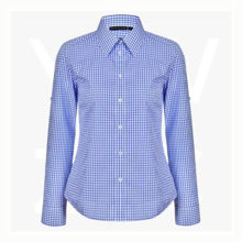 M8300L-Ladies’-Gingham-Check-LongSleeve-Shirt-SkyblueWhite