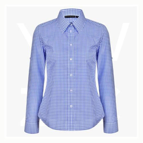 M8300L-Ladies’-Gingham-Check-LongSleeve-Shirt-SkyblueWhite