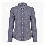 M8300L-Ladies’-Gingham-Check-LongSleeve-Shirt-NavyWhite