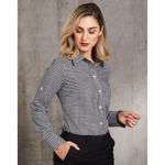 M8300L-Ladies’-Gingham-Check-LongSleeve-Shirt-Model