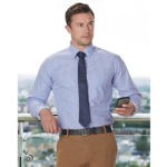 M7300L-Men’s-Gingham-Check-LongSleeve-Shirt-With-Roll-Up-Tab-Sleeve-SkyblueWhite-Model