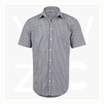 M7300S-Men’s-Gingham-Check-Short-Sleeve-Shirt-BlackWhite