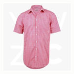 M7300S-Men’s-Gingham-Check-Short-Sleeve-Shirt-RedWhite