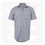 M7300S-Men’s-Gingham-Check-Short-Sleeve-Shirt-NavyWhite