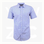 M7300S-Men’s-Gingham-Check-Short-Sleeve-Shirt-SkyblueWhite-Front