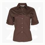 M8911-Women's-Short-Sleeve-Military-Shirt-Mocha