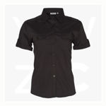 M8911-Women's-Short-Sleeve-Military-Shirt-Black-Front