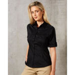 M8911-Women's-Short-Sleeve-Military-Shirt-Black-Model