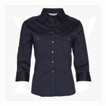 M8913-Women's-3/4-Sleeve-Military-Shirt-Navy