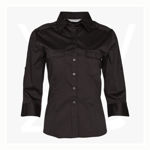 M8913-Women's-3/4-Sleeve-Military-Shirt-Black