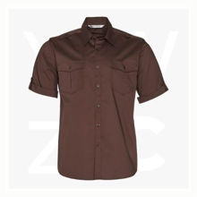 M7911-Men's-Short-Sleeve-Military-Shirt-Mocha