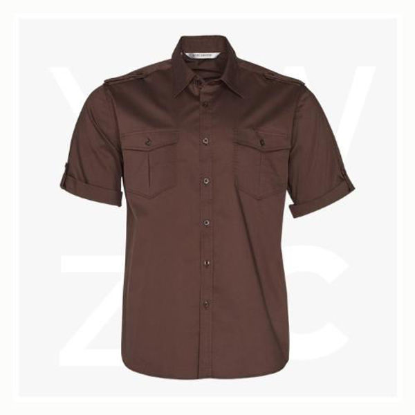 M7911-Men's-Short-Sleeve-Military-Shirt-Mocha