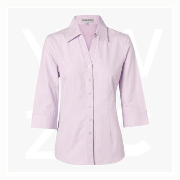 M8040Q-Women's-CVC-Oxford-3/4-Sleeve-Shirt-Lilac