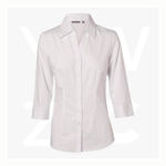 M8040Q-Women's-CVC-Oxford-3/4-Sleeve-Shirt-White