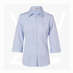 M8040Q-Women's-CVC-Oxford-3/4-Sleeve-Shirt-Blue-Front