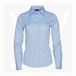 M8040L-Women's-CVC-Oxford-Long-Sleeve-Shirt-Blue-Front