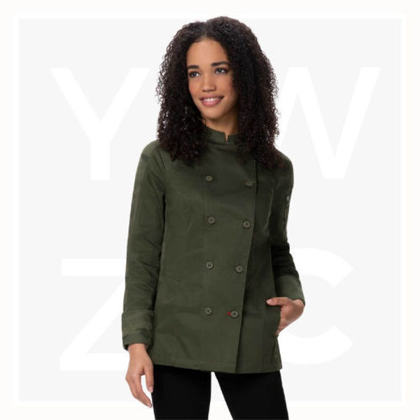 CBN01W-Mojave-Womens-Chef-Jacket-OliveGreen