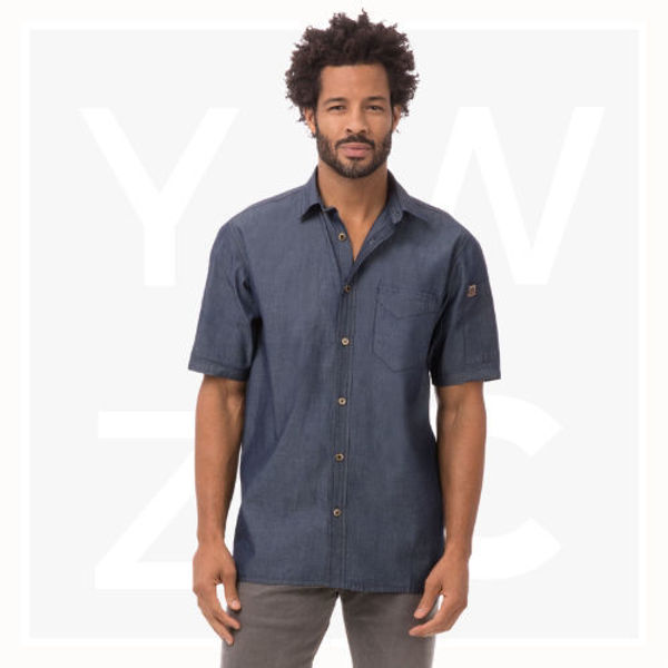 SKS002-Detroit-Mens-Short-Sleeve-Denim-Shirt-Indigo