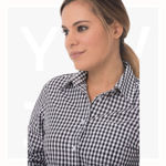 W500-Women’s-Gingham-Dress-Shirt-BlackWhite-Check-Neck