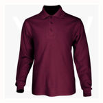 CP1604-Unisex-Plain-Colour-Poly-Face-Cotton-Backing-LS-Polo-Maroon