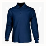 CP1604-Unisex-Plain-Colour-Poly-Face-Cotton-Backing-LS-Polo-NavyBlue