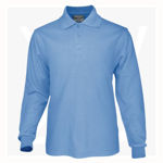 CP1604-Unisex-Plain-Colour-Poly-Face-Cotton-Backing-LS-Polo-SkyBlue