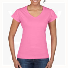 GB64V00L-Ladies'-V-Neck-T-Shirt-Azalea