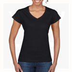 GB64V00L-Ladies'-V-Neck-T-Shirt-Black