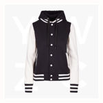 FB97UN-Ladies-Varsity-Jacket-&-Hood-BlackWhite