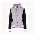 FB97UN-Ladies-Varsity-Jacket-&-Hood-Greymarl-BlackWhite