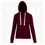 FZ99UN-Ladies-Junior-Heavy-Zip-Fleece-Hoodie-Maroon