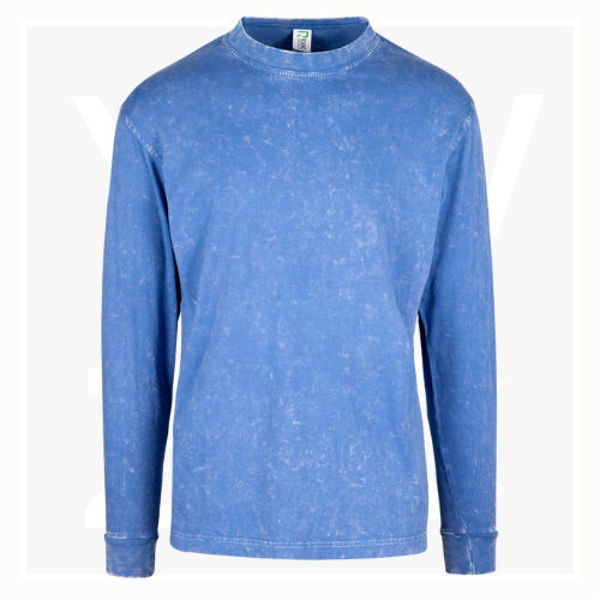 T227LS-Mens'-Stone-Wash-Long-Sleeve-Tee-Blue