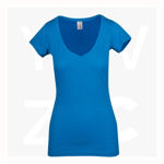 T918LD-Ladies-Raw-Cotton-Wave-V-Neck-Tee-Azure