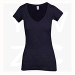 T918LD-Ladies-Raw-Cotton-Wave-V-Neck-Tee-Navy