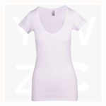 T918LD-Ladies-Raw-Cotton-Wave-V-Neck-Tee-White