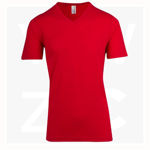 T918TV-Mens-Raw-Cotton-Wave-V-Neck-Tee-Red