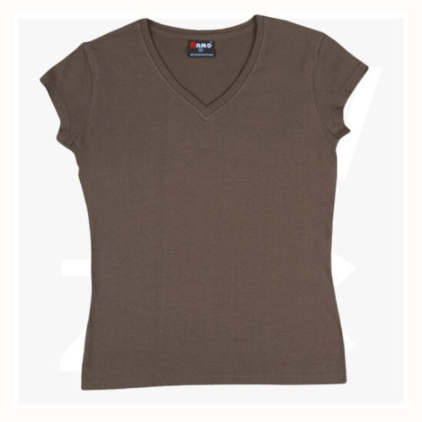 T727LD-Ladies-V-Neck-Tee-Brown