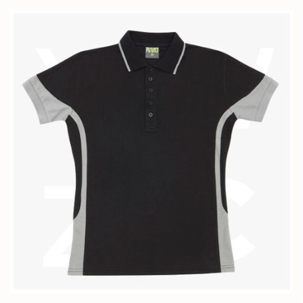 P519LD-Ladies-Mens-Contrast-Polo-BlackGrey