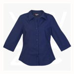 S004FQ-Ladies-3Q-Sleeve-Shirts-Navy