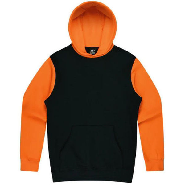 AP1530-Monash-Mens-Hoodie-Black-ElectricOrange